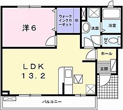 エレガントリヴ 1LDKの間取図画像