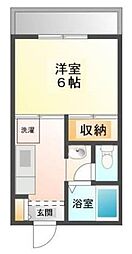 ヴィラ北平野1 1Kの間取図画像