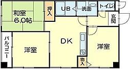 ロイヤルコーポ荒井 3DKの間取図画像