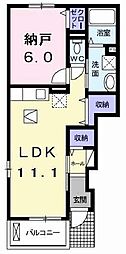 モスフロックスノイ 1LDKの間取図画像