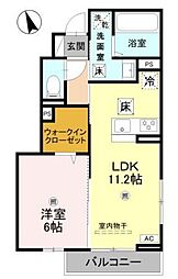 (仮称)D-ROOM播磨町K 1LDKの間取図画像