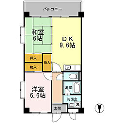 ノーブル・ヴィレッジ 2DKの間取図画像