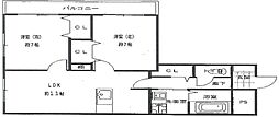 グランツ野里 2LDKの間取図画像