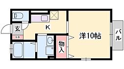 ルミエールA棟 ワンルームの間取図画像