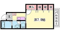 プランドールS 1Kの間取図画像