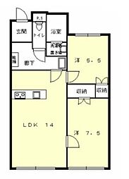 エステート土山 2LDKの間取図画像