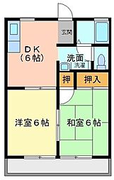 グランド・ヒルA棟 2DKの間取図画像