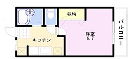 ハイツしらさぎB棟 1Kの間取図画像