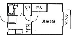 サンシティ小林B棟 ワンルームの間取図画像