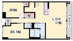 フローラハイム森川 2LDKの間取図画像