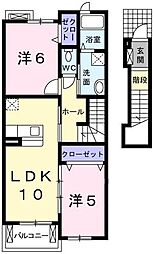 ヒルサイド緑ケ丘A棟 2LDKの間取図画像