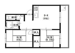 TウエストマンションA棟 2DKの間取図画像
