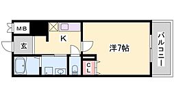 インタービレッジ船丘 1Kの間取図画像