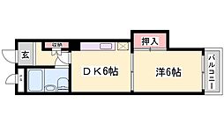 土山中村コーポ 1DKの間取図画像