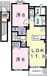 グランドソレイユ前垣内2 2LDKの間取図画像
