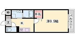 ビジュ・ドゥ・メール 1Kの間取図画像