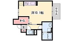 イリゼ2 1Kの間取図画像
