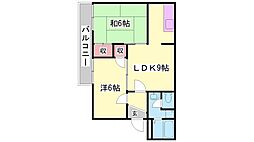 ココロンハイツ小谷 2LDKの間取図画像