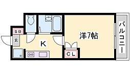 ジュネス伊伝居2 1Kの間取図画像