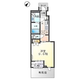 グランドコート飾西 1Kの間取図画像