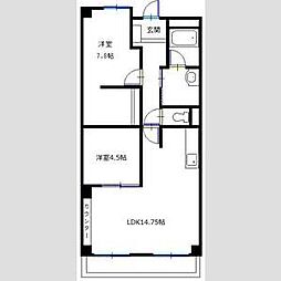 N・Sハイツ 2LDKの間取図画像