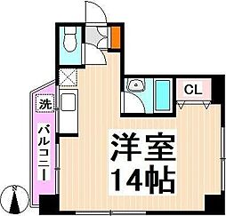 北村ハイツ ワンルームの間取図画像