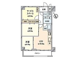 ライオンズステーションプラザ千歳烏山 2SLDKの間取図画像