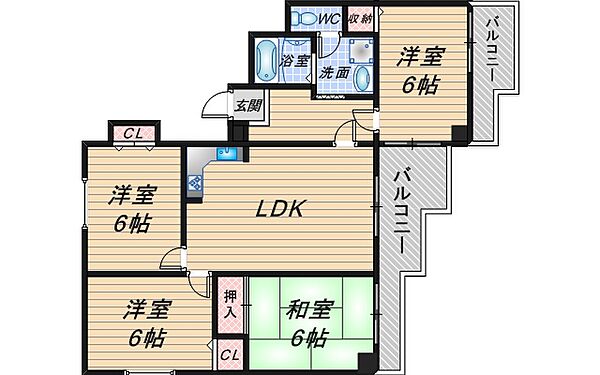 岡町百番館 301｜大阪府豊中市岡町北3丁目(賃貸マンション4LDK・3階・75.64㎡)の写真 その2