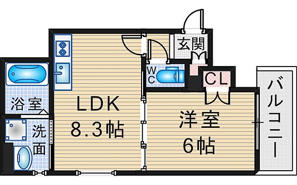 クリエオーレ箕輪 201｜大阪府豊中市箕輪2丁目(賃貸アパート1LDK・2階・33.16㎡)の写真 その2