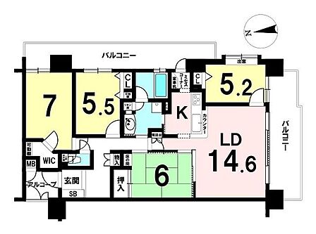 4LDKの間取りです。南東角部屋♪