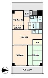 グリーンビューニュー川口 3DKの間取図画像