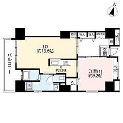 UR都市機構リバーハープコート南千住2号棟 1LDKの間取図画像