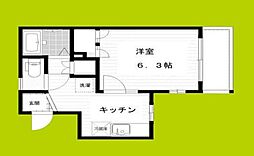 グランメール東淀川 1階1Kの間取り