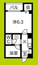 コレクション桜ノ宮1 1Kの間取図画像