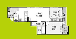 アベニール末広 3階2LDKの間取り