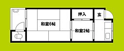 森田文化 2階2Kの間取り