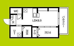 ジーイーオンズ 1階1LDKの間取り