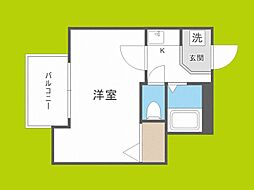 大国町青山ビル　別館 2階1Kの間取り