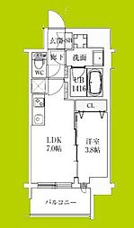 スプランディッド弁天町DUE 1DKの間取図画像