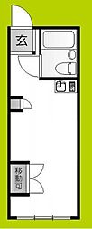 シャンブル北野 4階ワンルームの間取り