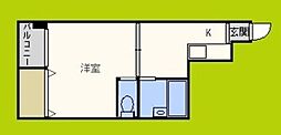 ロゼコート 2階1DKの間取り