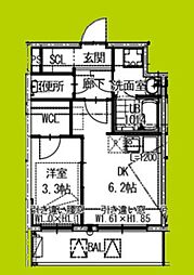 ARCA堺綾之町 8階1DKの間取り