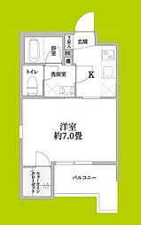 ウェルスクエア池田住吉 3階1Kの間取り