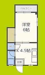 ビラ長居 1Kの間取図画像