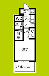 レジュールアッシュあびこ 4階1Kの間取り