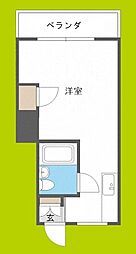 三宅ハイツ ワンルームの間取図画像