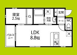 Rico豊中春日 1LDKの間取図画像