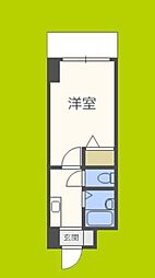 ノルデンハイム淡路D棟 1Kの間取図画像