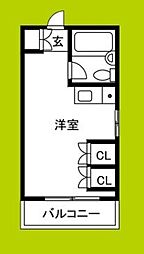 コーポ春日 ワンルームの間取図画像