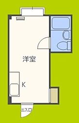 京橋ハイツ30 ワンルームの間取図画像